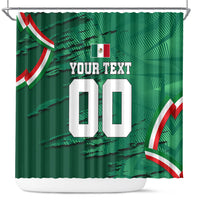 Personalized Mexico Football Shower Curtain Jaguar Mascot Artistic Brush Stroke Texture