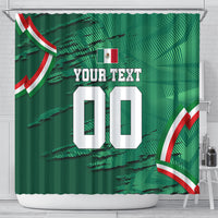 Personalized Mexico Football Shower Curtain Jaguar Mascot Artistic Brush Stroke Texture