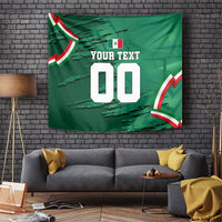 Personalized Mexico Football Tapestry Jaguar Mascot Artistic Brush Stroke Texture