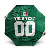 Personalized Mexico Football Umbrella Jaguar Mascot Artistic Brush Stroke Texture