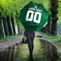 Personalized Mexico Football Umbrella Jaguar Mascot Artistic Brush Stroke Texture