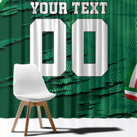 Personalized Mexico Football Window Curtain Jaguar Mascot Artistic Brush Stroke Texture