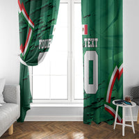 Personalized Mexico Football Window Curtain Jaguar Mascot Artistic Brush Stroke Texture