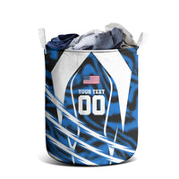 Personalized United States Soccer Laundry Basket USA Patriotic Eagle Mascot - Blue Geometric