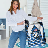 Personalized United States Soccer Laundry Basket USA Patriotic Eagle Mascot - Blue Geometric