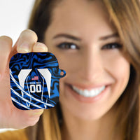 Personalized United States Soccer AirPods Case USA Patriotic Eagle Mascot - Blue Geometric