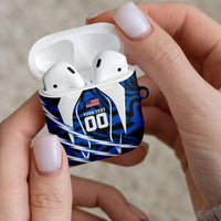 Personalized United States Soccer AirPods Case USA Patriotic Eagle Mascot - Blue Geometric
