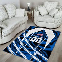 Personalized United States Soccer Area Rug USA Patriotic Eagle Mascot - Blue Geometric