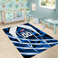 Personalized United States Soccer Area Rug USA Patriotic Eagle Mascot - Blue Geometric