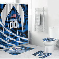 Personalized United States Soccer Bathroom Set USA Patriotic Eagle Mascot - Blue Geometric