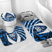Personalized United States Soccer Bathroom Set USA Patriotic Eagle Mascot - Blue Geometric