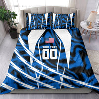 Personalized United States Soccer Bedding Set USA Patriotic Eagle Mascot - Blue Geometric