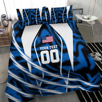 Personalized United States Soccer Bedding Set USA Patriotic Eagle Mascot - Blue Geometric
