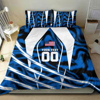 Personalized United States Soccer Bedding Set USA Patriotic Eagle Mascot - Blue Geometric