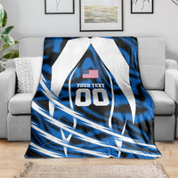 Personalized United States Soccer Blanket USA Patriotic Eagle Mascot - Blue Geometric