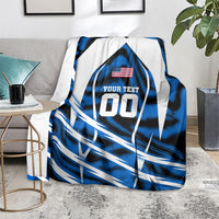 Personalized United States Soccer Blanket USA Patriotic Eagle Mascot - Blue Geometric