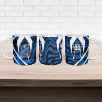 Personalized United States Soccer Ceramic Mug USA Patriotic Eagle Mascot - Blue Geometric