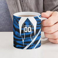 Personalized United States Soccer Ceramic Mug USA Patriotic Eagle Mascot - Blue Geometric