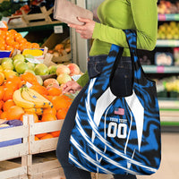Personalized United States Soccer Grocery Bag USA Patriotic Eagle Mascot - Blue Geometric