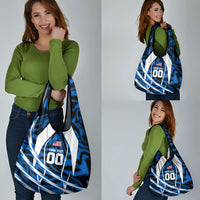 Personalized United States Soccer Grocery Bag USA Patriotic Eagle Mascot - Blue Geometric
