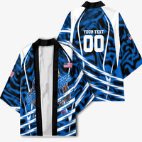Personalized United States Soccer Kimono USA Patriotic Eagle Mascot - Blue Geometric
