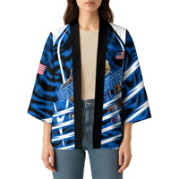 Personalized United States Soccer Kimono USA Patriotic Eagle Mascot - Blue Geometric
