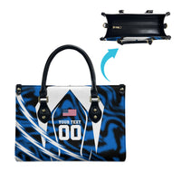 Personalized United States Soccer Leather Bag USA Patriotic Eagle Mascot - Blue Geometric