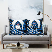 Personalized United States Soccer Pillow Cover USA Patriotic Eagle Mascot - Blue Geometric