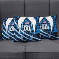 Personalized United States Soccer Pillow Cover USA Patriotic Eagle Mascot - Blue Geometric