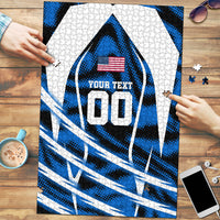 Personalized United States Soccer Puzzle USA Patriotic Eagle Mascot - Blue Geometric