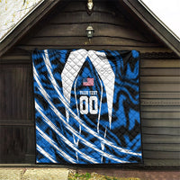 Personalized United States Soccer Quilt USA Patriotic Eagle Mascot - Blue Geometric