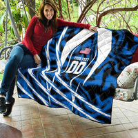 Personalized United States Soccer Quilt USA Patriotic Eagle Mascot - Blue Geometric