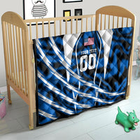 Personalized United States Soccer Quilt USA Patriotic Eagle Mascot - Blue Geometric