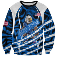 Personalized United States Soccer Sweatshirt USA Patriotic Eagle Mascot - Blue Geometric