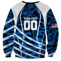 Personalized United States Soccer Sweatshirt USA Patriotic Eagle Mascot - Blue Geometric