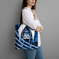Personalized United States Soccer Tote Bag USA Patriotic Eagle Mascot - Blue Geometric