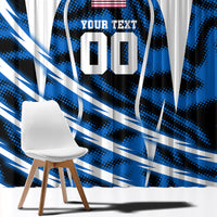 Personalized United States Soccer Window Curtain USA Patriotic Eagle Mascot - Blue Geometric