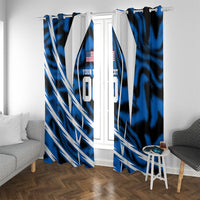 Personalized United States Soccer Window Curtain USA Patriotic Eagle Mascot - Blue Geometric