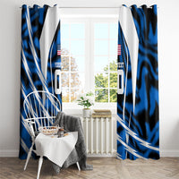Personalized United States Soccer Window Curtain USA Patriotic Eagle Mascot - Blue Geometric