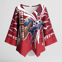 Personalized United States Soccer Kimono Sleeve Blouse American Eagle World Football Mascot