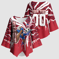 Personalized United States Soccer Kimono Sleeve Blouse American Eagle World Football Mascot