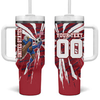 Personalized United States Soccer Tumbler With Handle American Eagle World Football Mascot