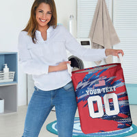 Personalized United States Soccer Eagle Laundry Basket American Flag Grunge Patriot Art