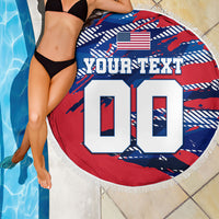 Personalized United States Soccer Eagle Beach Blanket American Flag Grunge Patriot Art