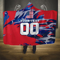 Personalized United States Soccer Eagle Hooded Blanket American Flag Grunge Patriot Art