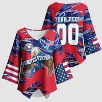 Personalized United States Soccer Eagle Kimono Sleeve Blouse American Flag Grunge Patriot Art