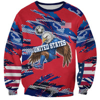 Personalized United States Soccer Eagle Sweatshirt American Flag Grunge Patriot Art