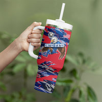 Personalized United States Soccer Eagle Tumbler With Handle American Flag Grunge Patriot Art