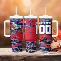 Personalized United States Soccer Eagle Tumbler With Handle American Flag Grunge Patriot Art