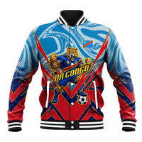 Personalized DR Congo Football Leopard Victory Baseball Jacket Congolese Soccer Comic Style
